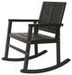 Ned Modern Chevron-Back 300-Lbs Support Acacia Wood Patio Outdoor Rocking Chair