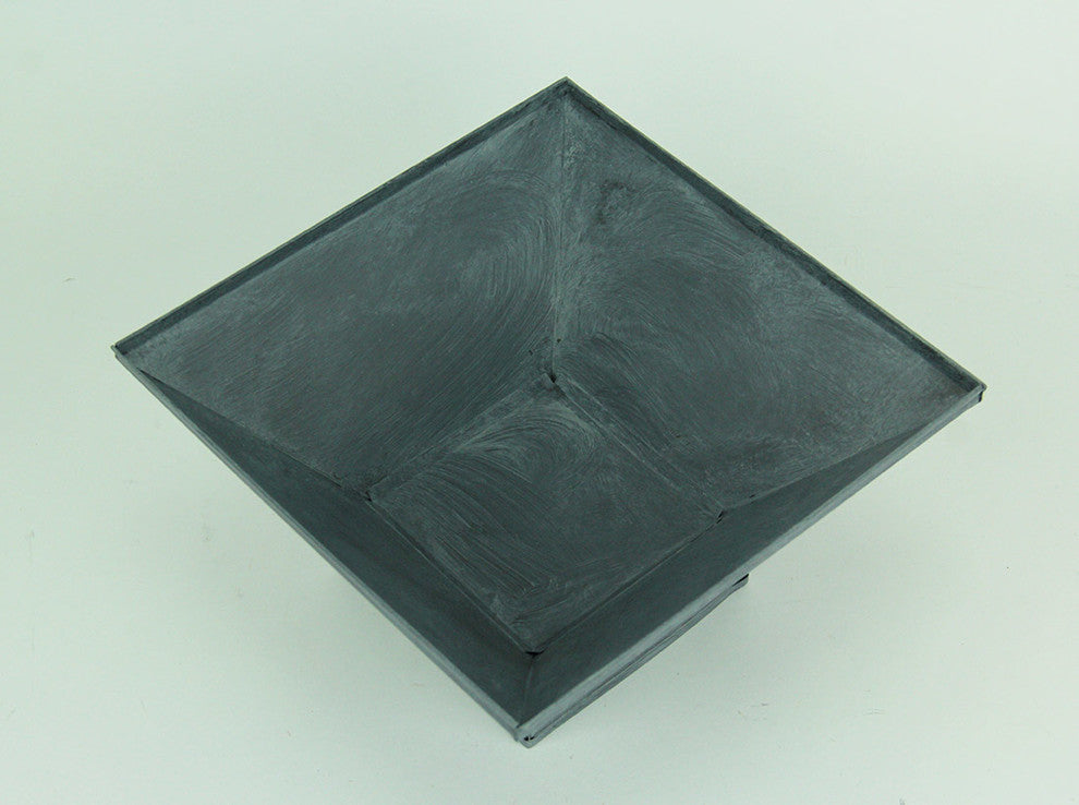 Grey Contemporary Square Metal Plant Container