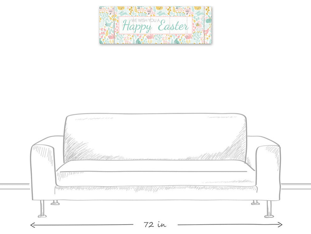 Happy Easter Whimsy Pattern 12x36 Canvas Wall Art