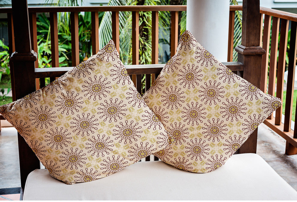 18" x 18" Sun Tile Indoor/Outdoor Polyester Throw Pillow, Pomegranate