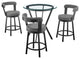 4-Piece Counter Height Dining Set In Black Metal and Gray Faux Leather