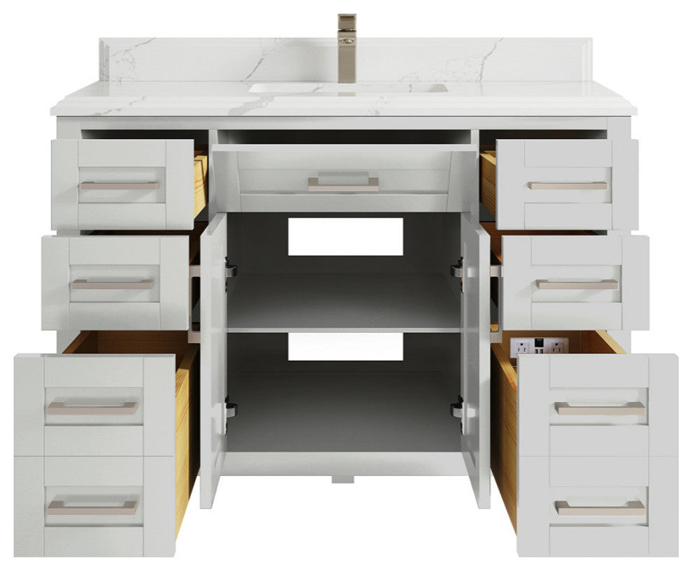 Cambridge 48 Single Sink Bath Vanity in Coventry Gray 1.5" Calacatta Laza