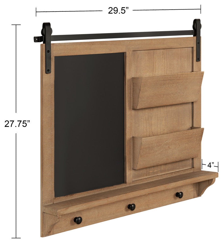 Cates Magnetic Wall Organizer with Pockets, Rustic Brown 30x28
