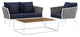 White Navy Stance 3 Piece Outdoor Patio Aluminum Sectional Sofa Set