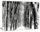 Snowy Forest Black and White, Modern Forest Canvas Art, 60"x28"