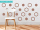Hexagon Fabric Wall Decals, Set of 16, Brown
