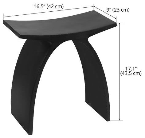 17 in. Shower Bench in Pure Acrylic Stone in Matte Black