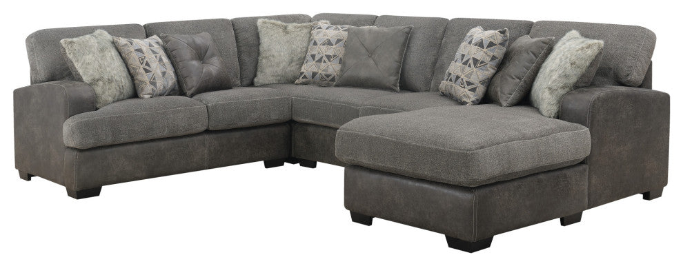 Melissa Sectional Chofa, Gray Herringbone