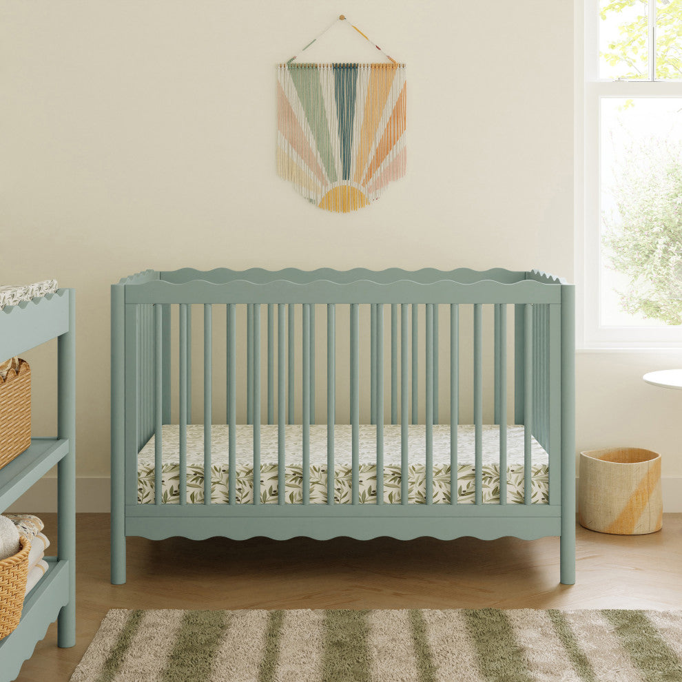 Swell 4-in-1 Convertible Crib With Toddler Bed Conversion Kit, Light Sage