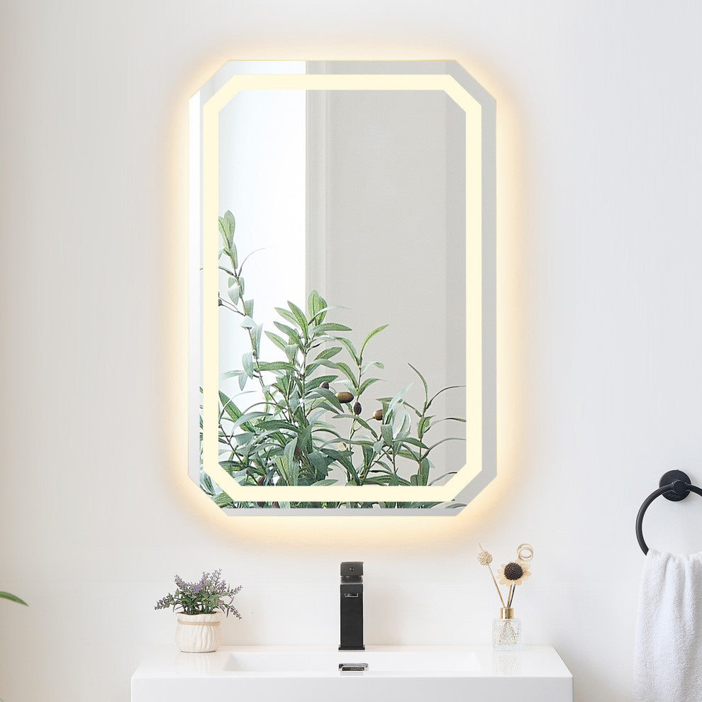 Luma Octogan Frameless LED Bathroom Vanity Mirror, 24"