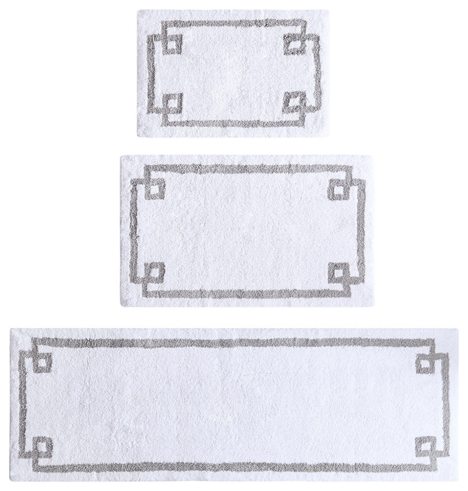 Madison Park Evan High Pile Bordered Bathroom Rug, Blue, White, Small
