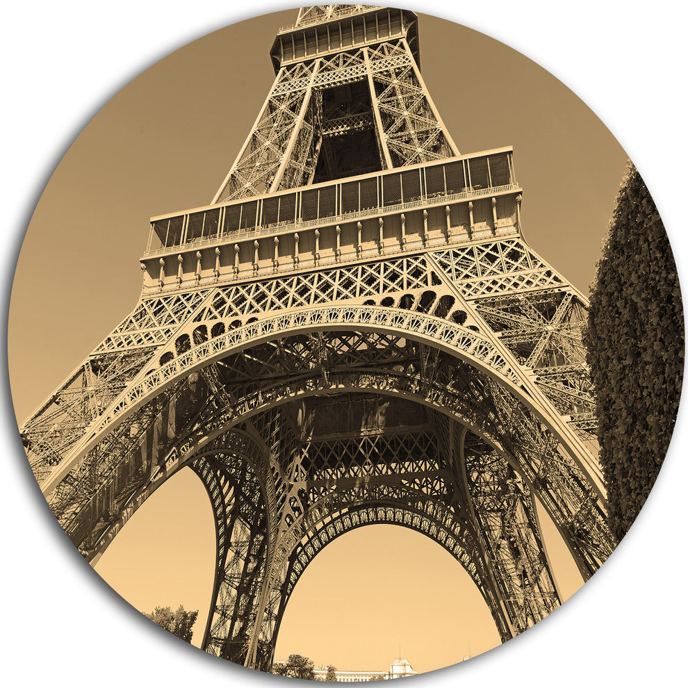 Iconic Paris Eiffel Tower View From Ground, Round Wall Art, 11"
