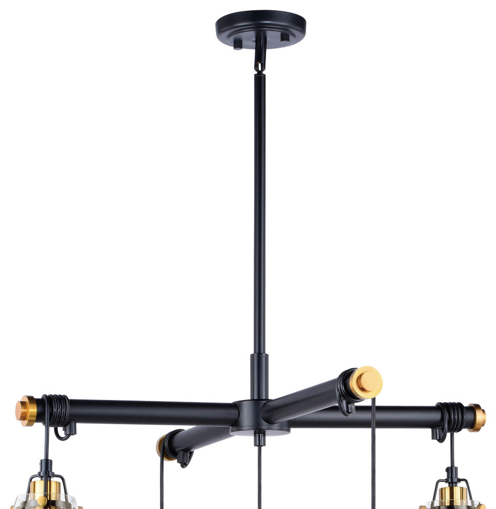 Kassidy 5L Adjustable Chandelier Black and Natural Brass