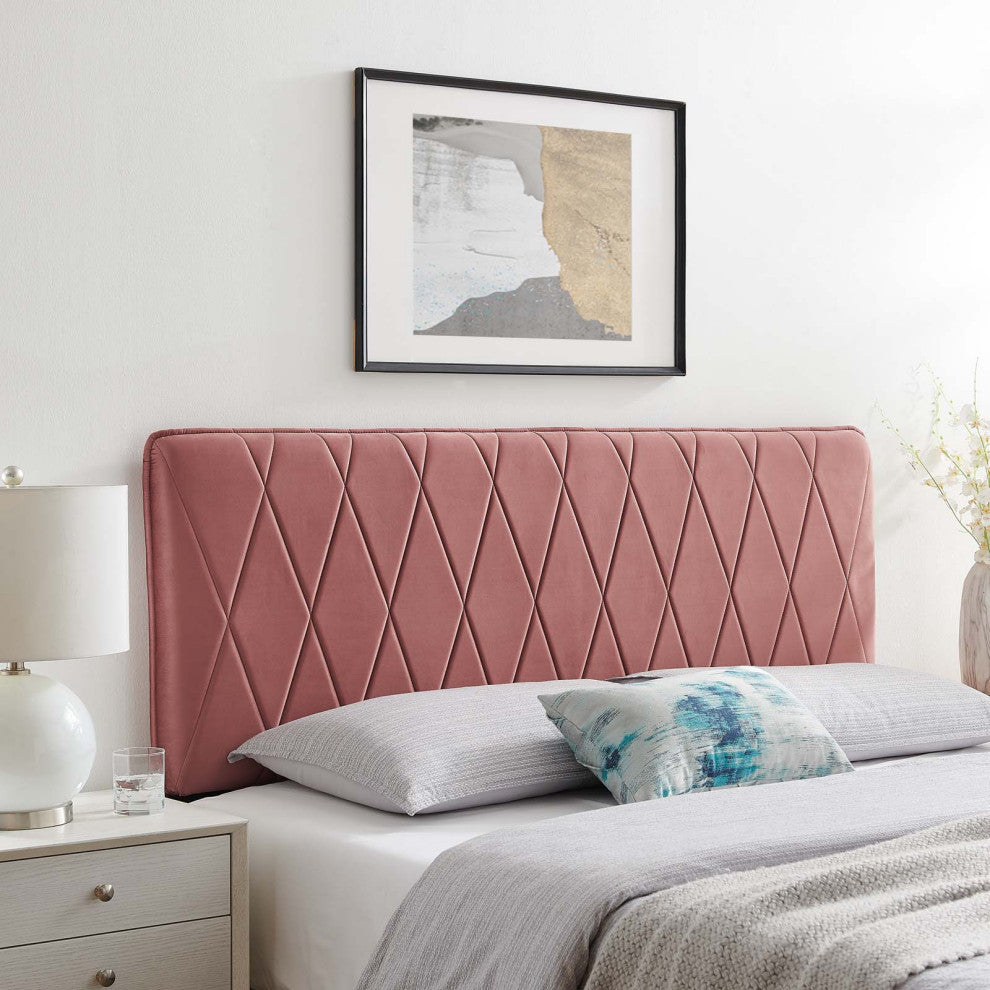 Headboard, King Size, Velvet, Pink, Modern Contemporary, Bedroom Master Suite