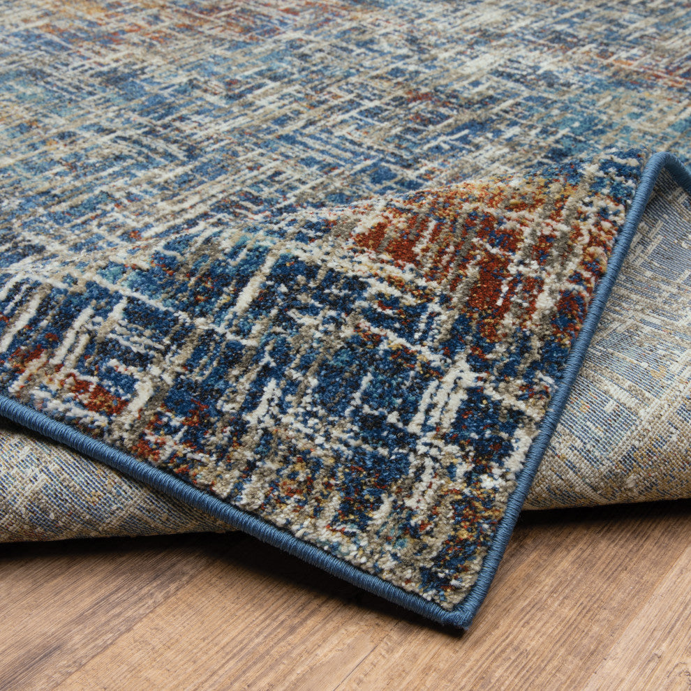 Vander Casual Chaos Blue/Multi Power-Loomed Area Rug, 9'10"x12'10"