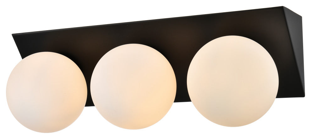 3 Light Black And Frosted White Bath Sconce