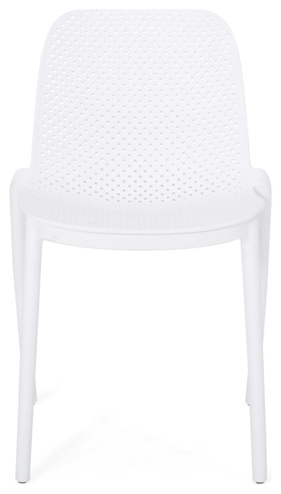 Tafton Outdoor Stacking Dining Chair, Set of 2, White