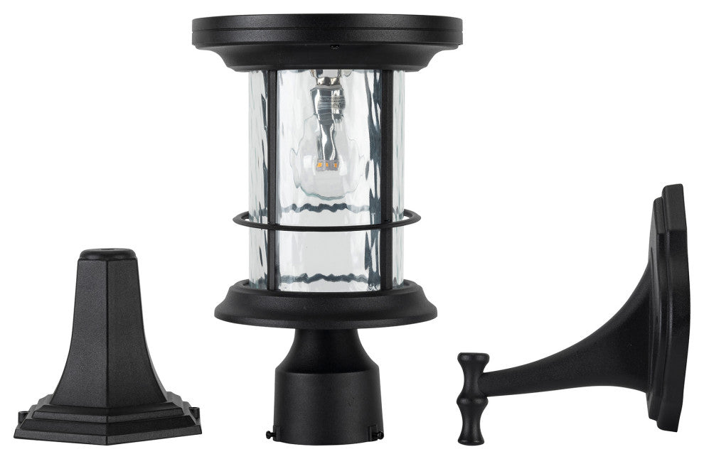 Silo Solar Light w/GS Solar Light Bulb - Wall/Pier/3" Fitter Mounts - Black