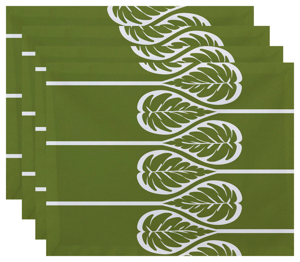18"x14" Fern 2, Floral Print Placemat, Green, Set of 4