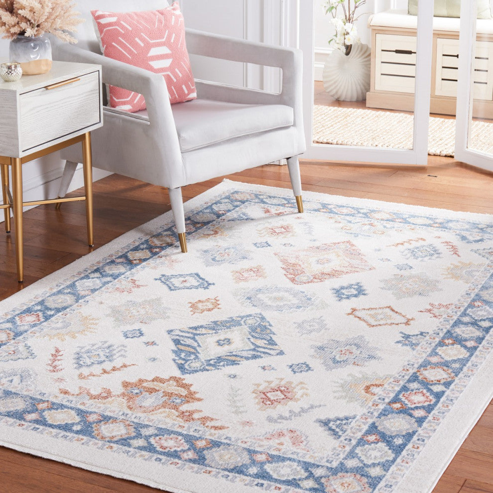 Safavieh Blair Machine-Washable Collection BLR218 Rug, Beige/Blue, 4'x6'