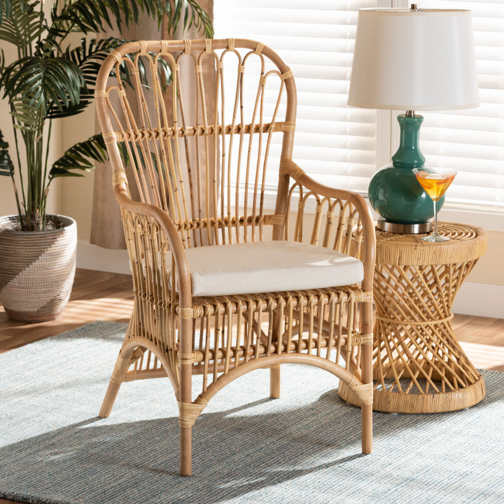Aya Modern Natural Finished Rattan Armchair