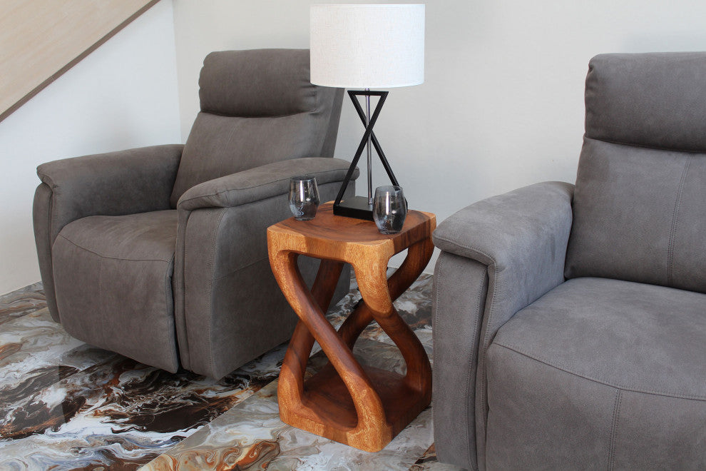 Haussmann Wood Vine Twist Stool Accent Table 14 in x 23 in H Cherry Oil