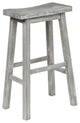 Benzara BM239734 Saddle Design Wooden Barstool With Grain Details, Gray