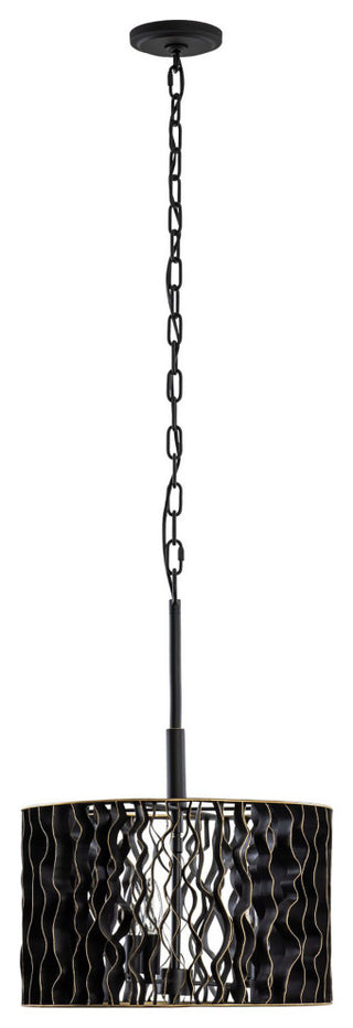 Estela 3-Lt Convertible Pendant/Semi-Flush - Matte Black/French Gold