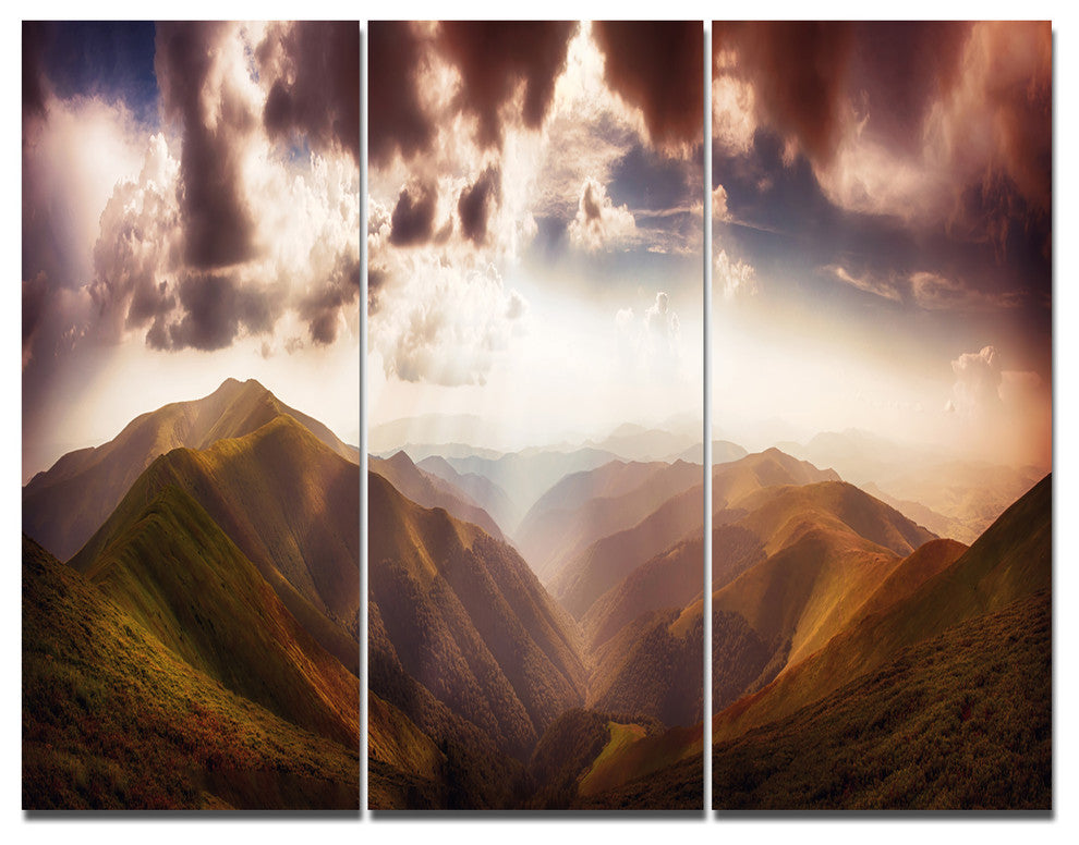 Polonina Borzava Panorama, Landscape Triptych Canvas Art Print, 36x28, 3 Panels