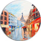 Couple Walking In Paris, Romance Round Wall Art, 23"