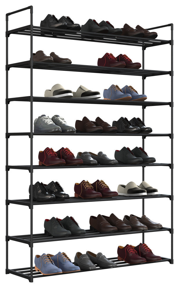 Shoe Rack 8-Tier Shoe Organizer for Closet, Bathroom, Entryway Holds 40 Pairs, Black