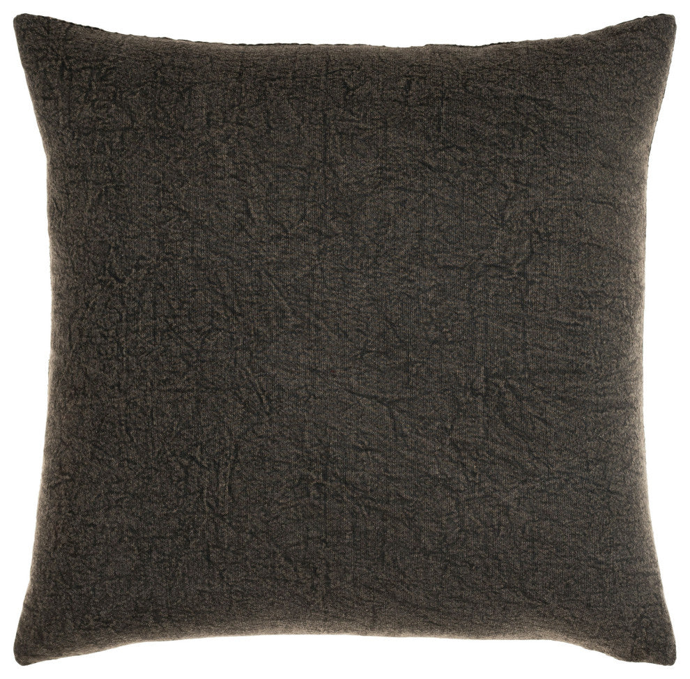 Surya Washed Waffle Charcoal Pillow Cover 20"H X 20"W