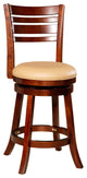 DTY Indoor Living Granby Slat Back Swivel Stool, 24" Counter Stool, Cherry, Bone Leather