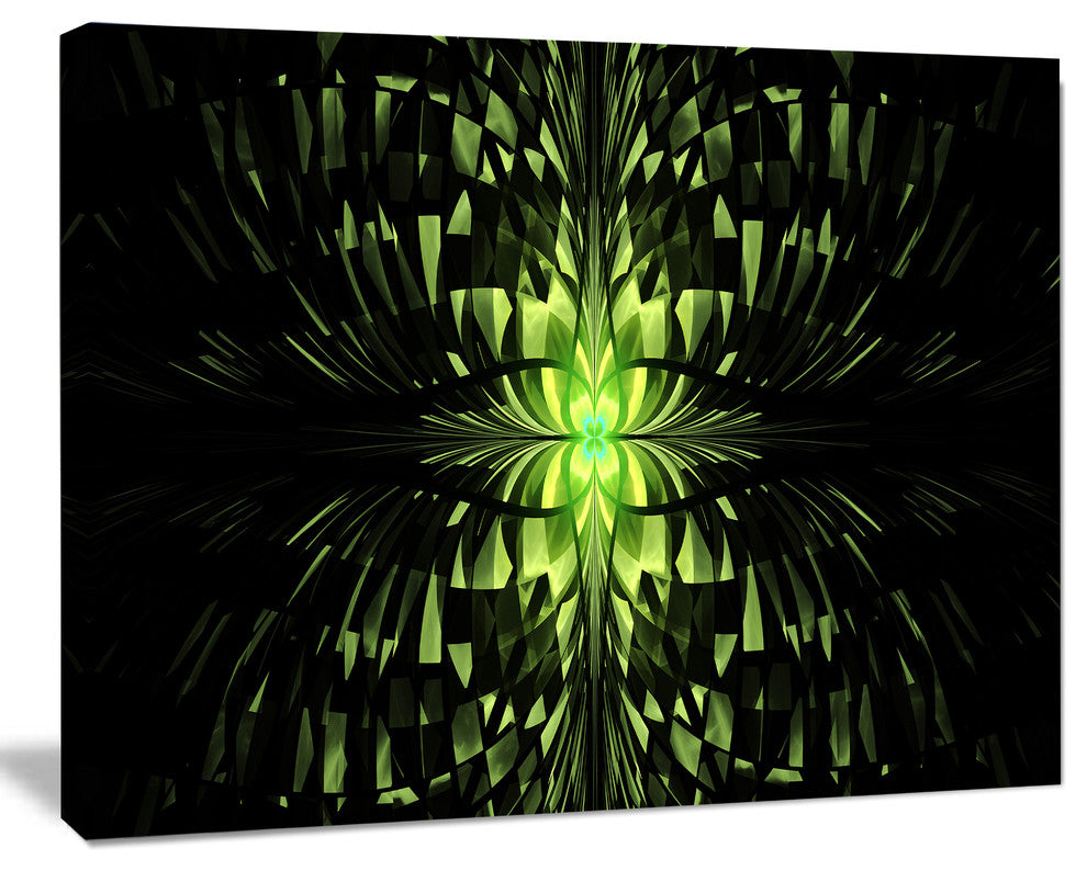 Green Butterfly Pattern on Black, Oversized Abstract Canvas Art Print, 60x40
