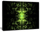 Green Butterfly Pattern on Black, Oversized Abstract Canvas Art Print, 60x40