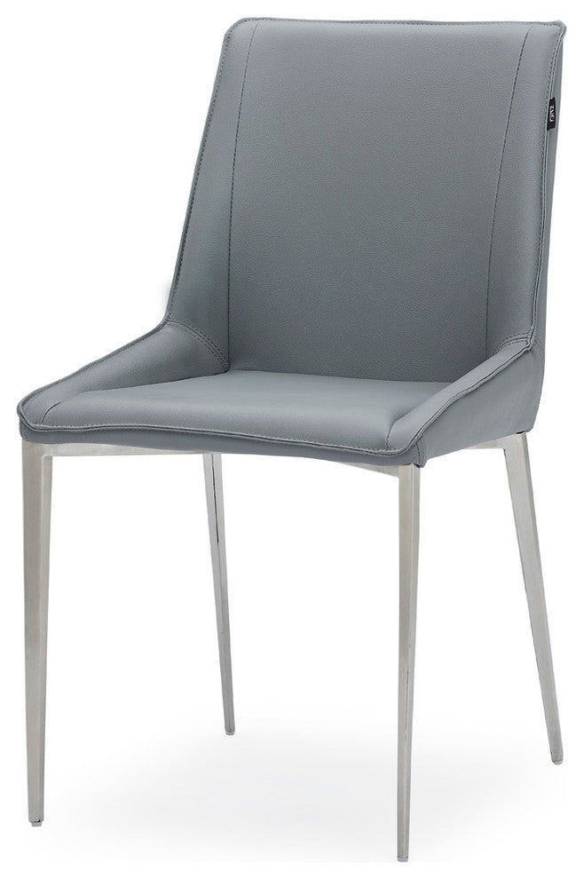 Fiora Gray Leatherette Dining Chair with Brushed Stainless Steel Legs
