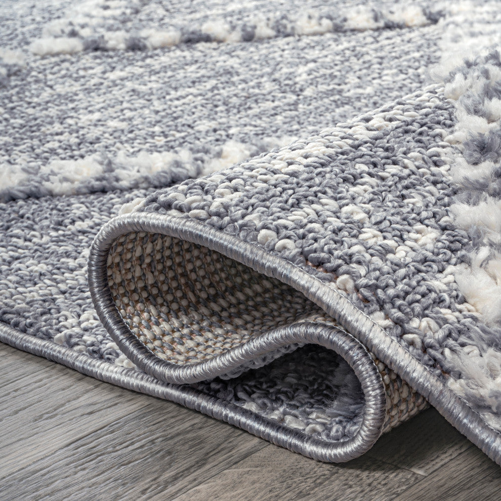 Sofie Moroccan Trellis High-Low Gray/Cream 2'x8' Runner Rug