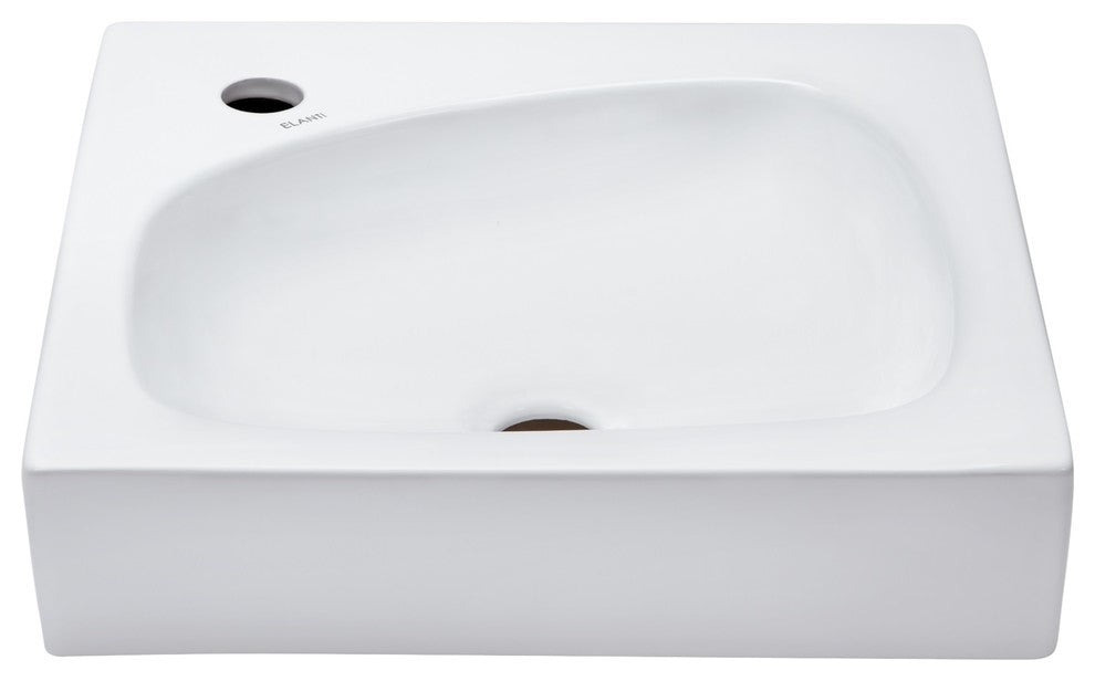 ELANTI EC1604 Porcelain Pebble Shaped Basin Square Frame Sink