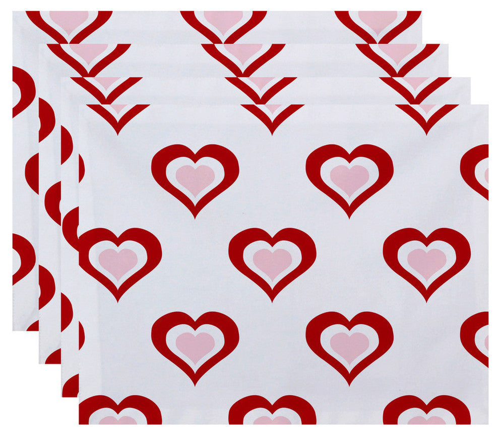 18"x14" Valentine Print Placemat, Red, Set of 4
