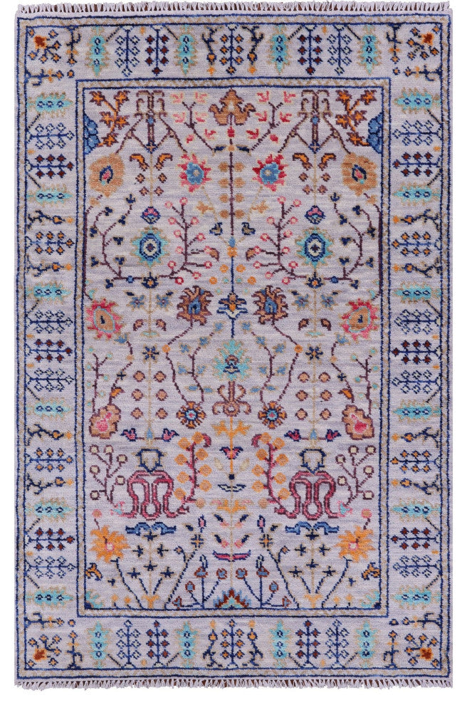 4' 1" X 6' 3" Hand Knotted Turkish Oushak Rug - Q15346