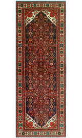Fine Vintage Distressed Mounia Navy/Rust Runner, 3'8 x 9'11