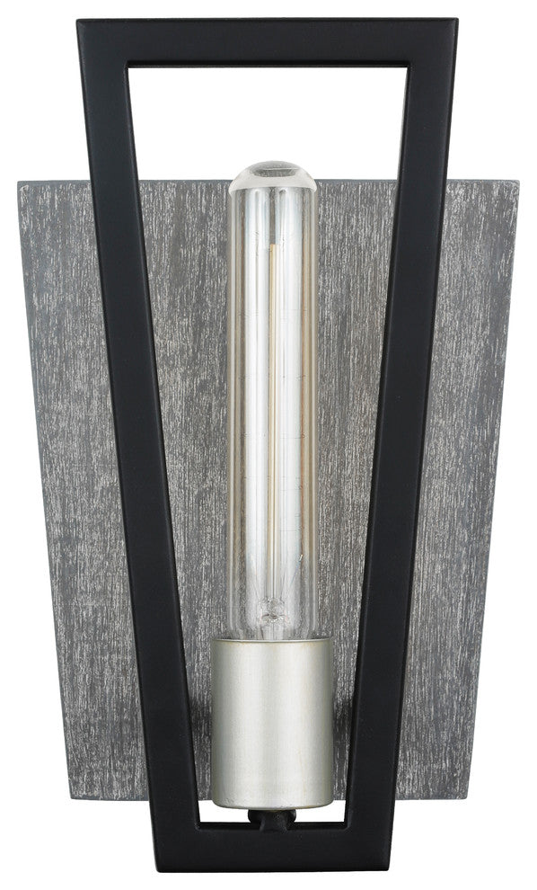 Varaluz Zag 1-Lt Sconce - Black/Grey Wood