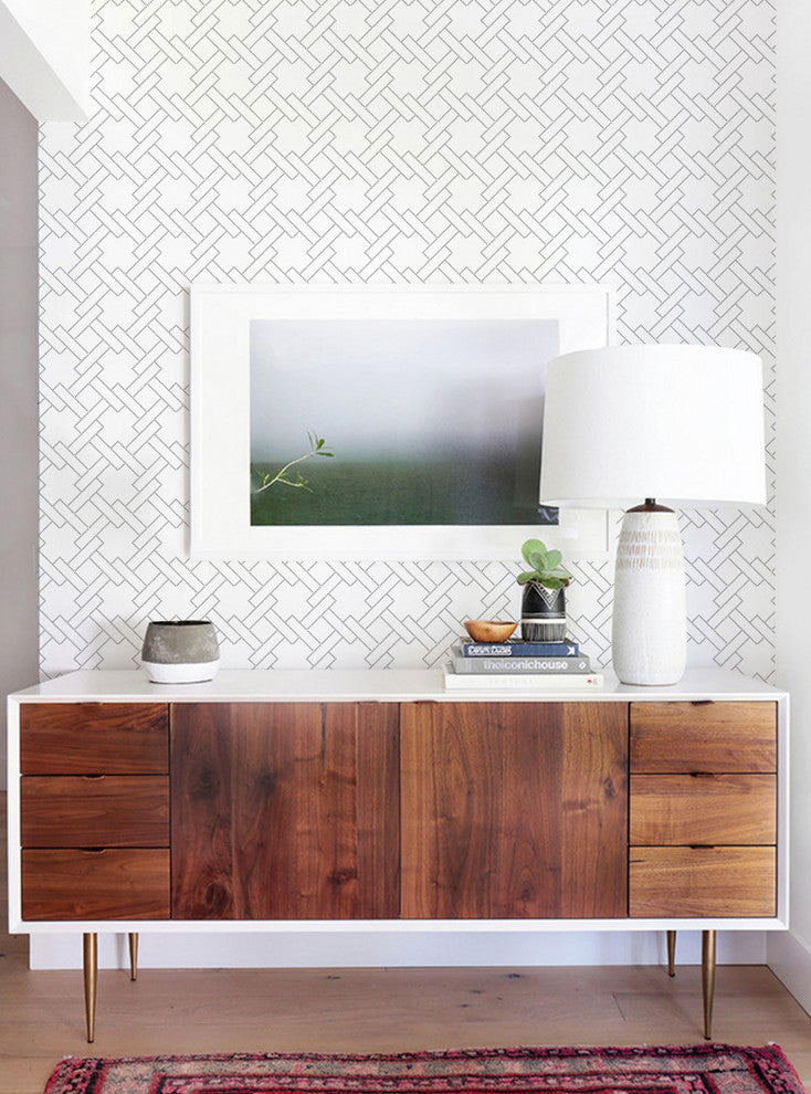 Square Links Geometric Pattern Peel and Stick Vinyl Wallpaper , 24"w X 108"h