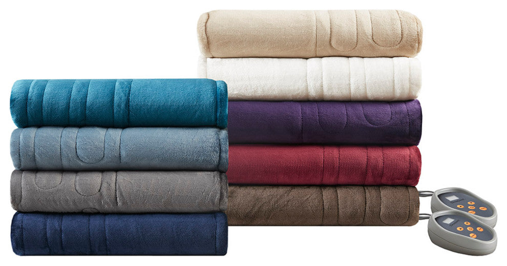 Beautyrest Heated Microlight to Berber Blanket, Ivory