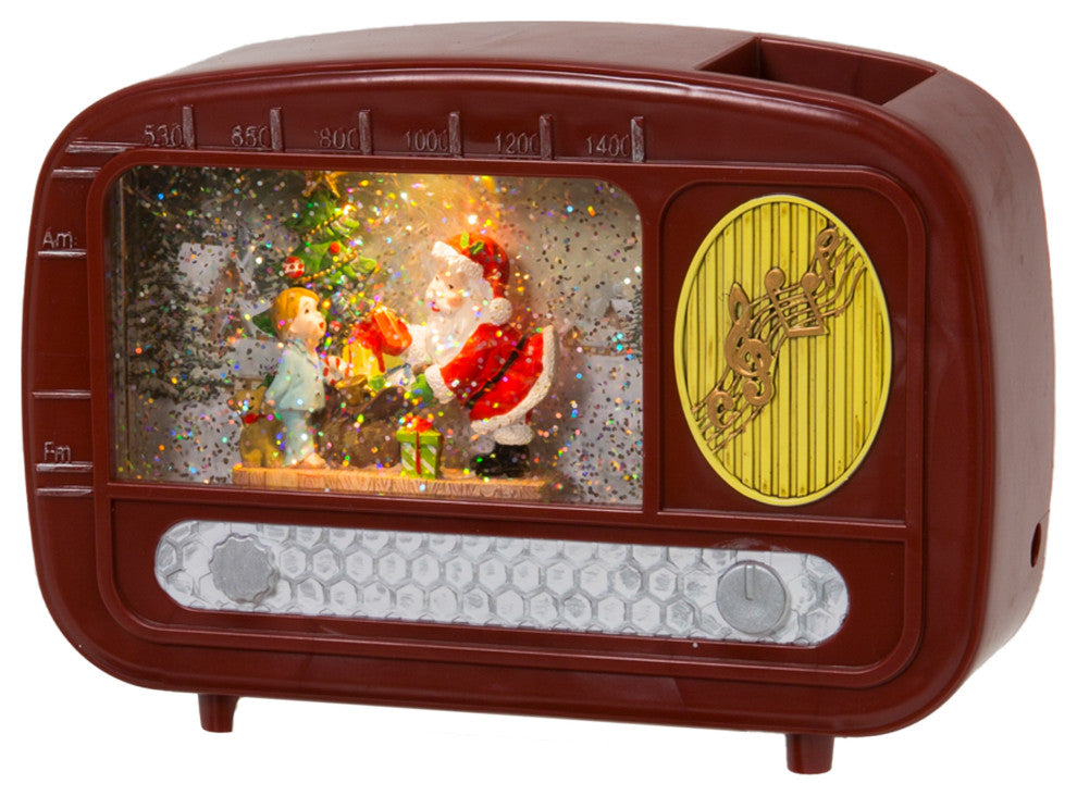 5.5" High Battery-Operated Spinning Vintage Radio Santa Water Globe