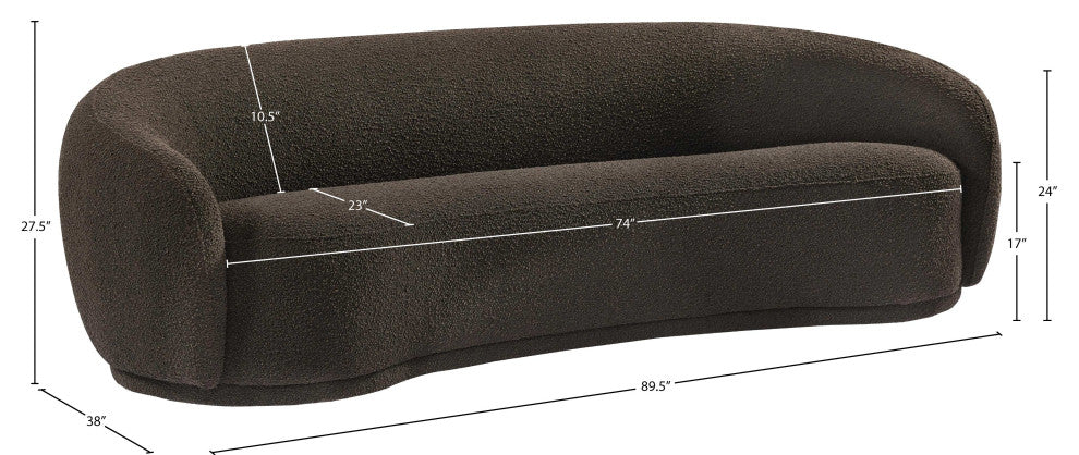 Hyde Boucle Fabric Upholstered, Brown, Sofa