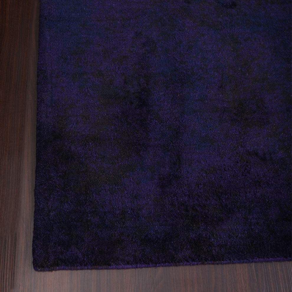 Hand Knotted Loom Silk Area Rug Solid Purple