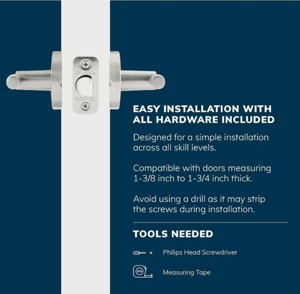 Delaney Hardware Cira Series Passage Set in Satin Nickel, Satin Nickel, Passage Lever