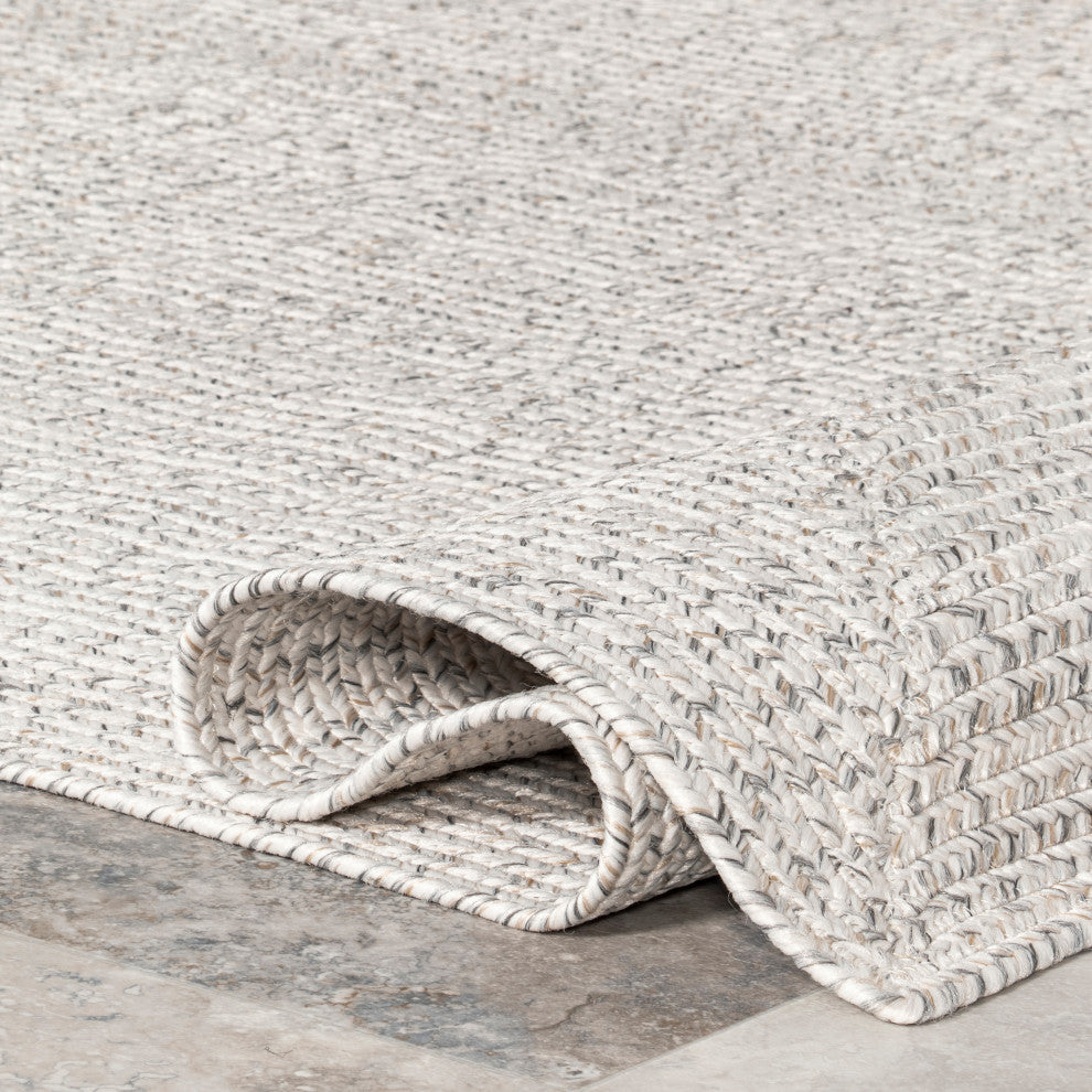 Nuloom Braided Lefebvre Indoor/Outdoor Area Rug, Ivory 7'6"x9'6"
