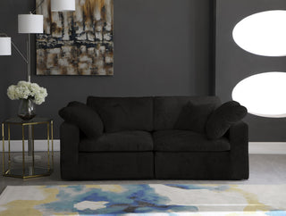 Cozy Velvet Upholstered Comfort 2-Piece Modular Sofa, Black